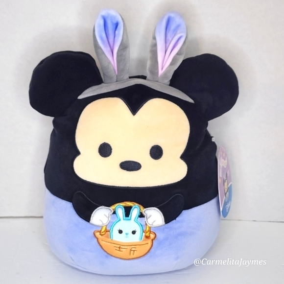 🐣 MICKEY MOUSE 🐭 Mickey w Blue Bunny Basket Easter 2024 Disney Squishmallow - Picture 1 of 8